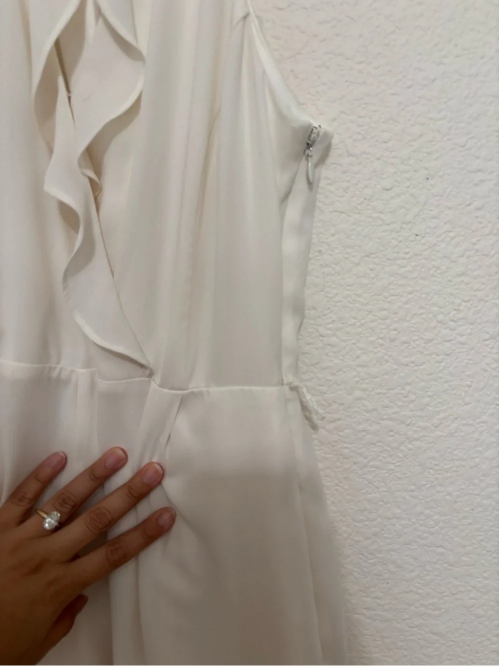 Express Cream Ruffle-Front Mini Dress - Picture 4 of 7